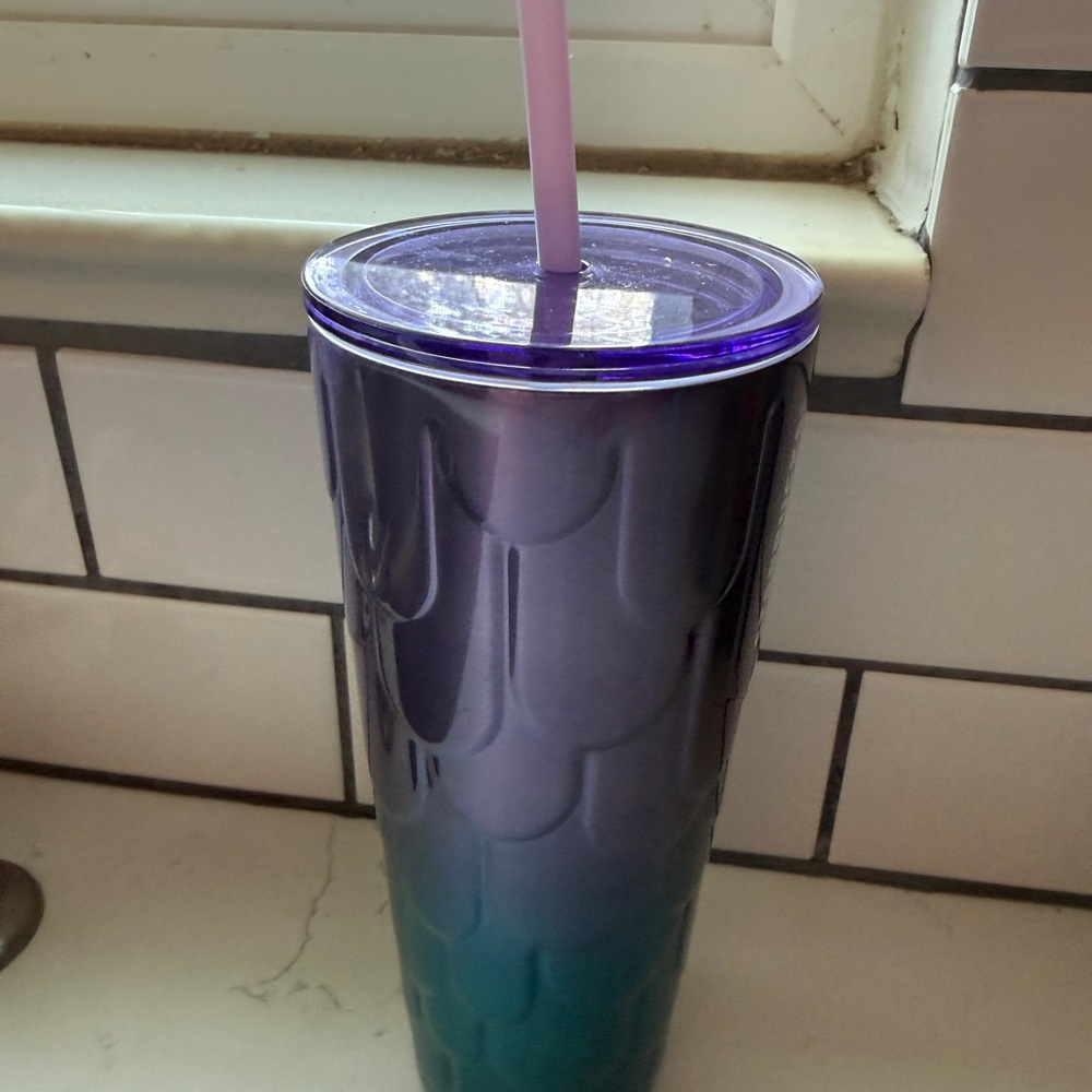 Starbucks Purple and Teal Tumbler with Straw